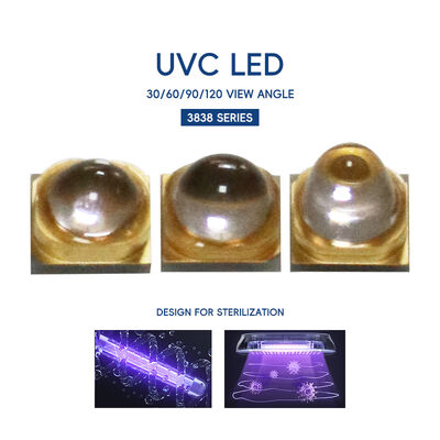 Đèn LED UVC 1W 225nm Công suất quang học 2-3mW 6-8V 150mA SMD 3.8mm LED UV-C Diode 60° Thấu kính vòm