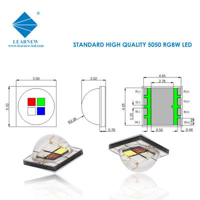 12W SMD5050 RGBW Chips 350mA 620-630nm 520-530nm 460-470nm 3000K Cho đèn sân khấu