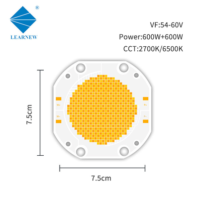Cob LED Chip Đèn nhạt màu kép 7575 600w + 600w Lượng cao 54v 60v Lượng cao > 95