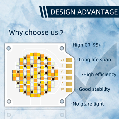 3538 250W Năm màu COB LED chip với 620nm/460nm/520nm/2700K/6500K CCT và 24-26V