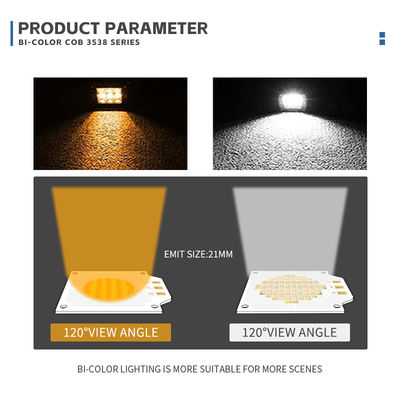 Customized ODM OEM High Power Bi-color COB LED Chip 50W+50W 200W+200W for Film Light with 2700K-6000K Color Temperature
