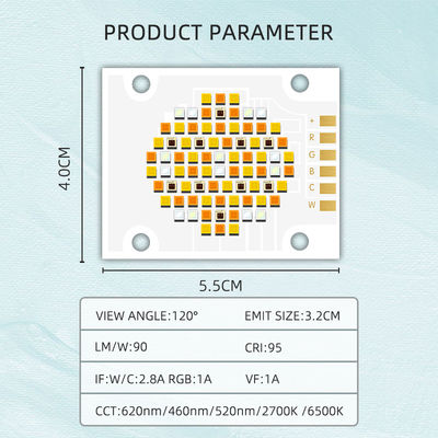 Chip LED COB RGBWC năm màu 180W 300W với Điện áp đầu vào 21-24V và Góc nhìn 120° cho Đèn chiếu sáng Chụp ảnh