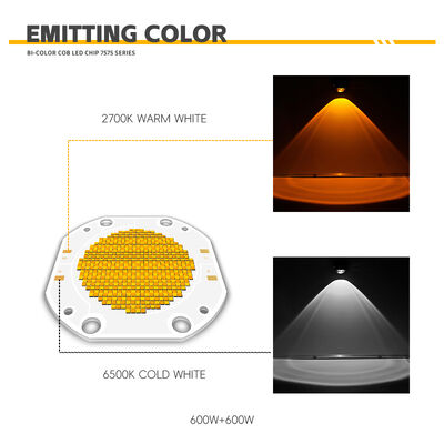 600W + 600W BICOLOR COB LED CHIP CCT COB 7575 SERIES Có thể điều chỉnh COB LED Chip Đèn nhiếp ảnh Màu trắng có thể tắt CRI95 10A