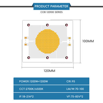 Chip LED COB Công suất cao 1200W 75-85V Ra95 2700K/6500K 18-21A*2 120x100mm cho Đèn Chụp ảnh Trắng Ấm Trắng kép có thể điều chỉnh độ sáng