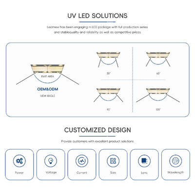 Hạt đèn LED UVC 1W 3535 Khử trùng tia cực tím sâu, làm rắn, khử trùng tủ, màu phát xạ, bước sóng 250-280nm