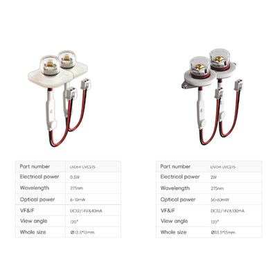 DC12V/DC24V Nhà máy mới nhất Mô-đun LED OEM 40mA IP68 Chống nước UVC 275nm 6-10mW Không khí văn phòng tại nhà Làm sạch nước phát ra tia UV Màu