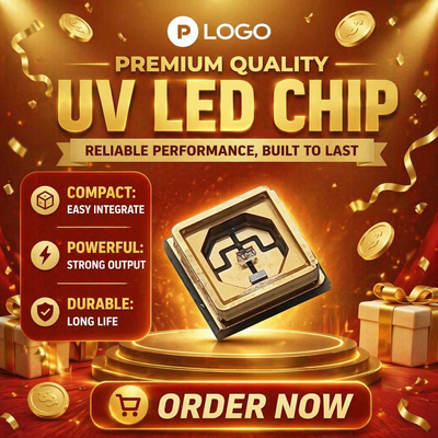 Chips UV LED đáng tin cậy cao (vật liệu Ingan) cho khử trùng / chữa bệnh / cảm biến Độ dài sóng tùy chỉnh 70 Lm / W 90 CRI 0.5W